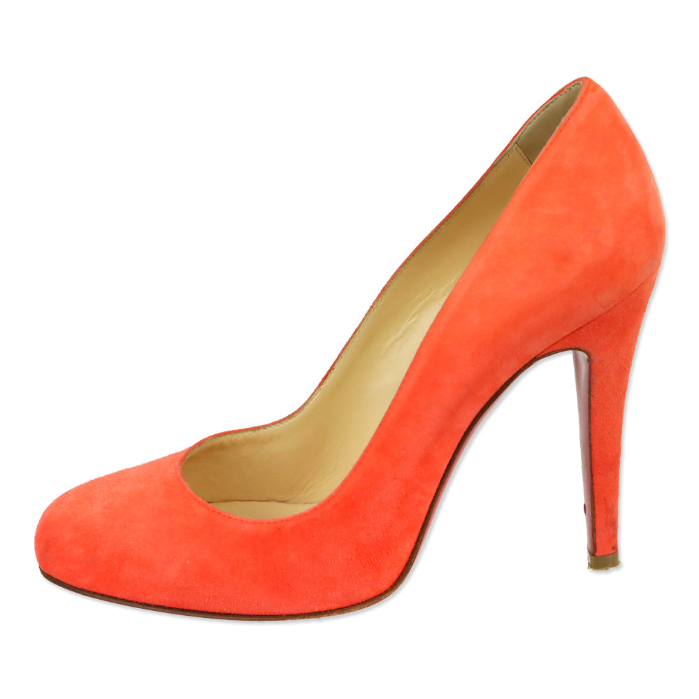 Christian Louboutin Papaya Orange Suede Simple Pumps