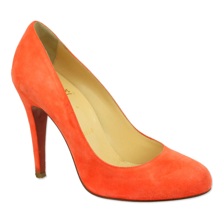 Christian Louboutin Papaya Orange Suede Simple Pumps