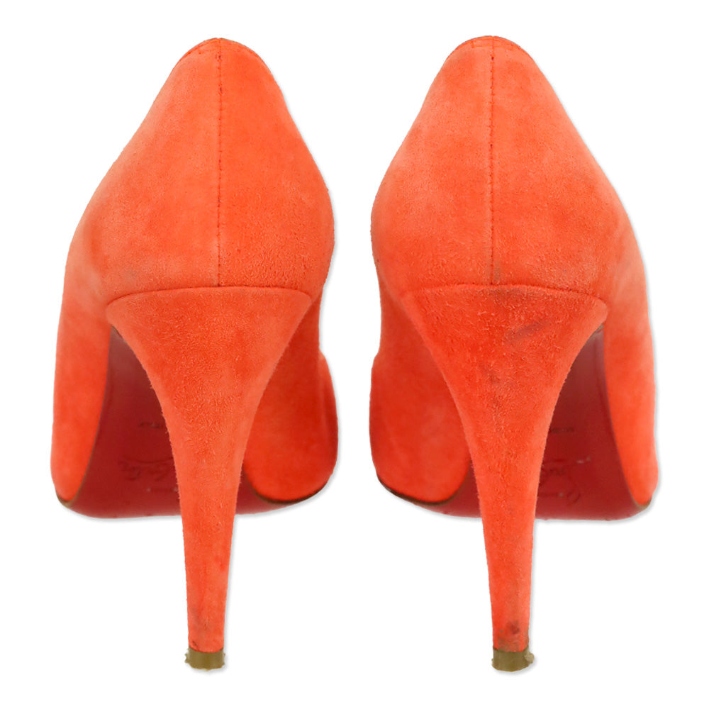 Christian Louboutin Papaya Orange Suede Simple Pumps