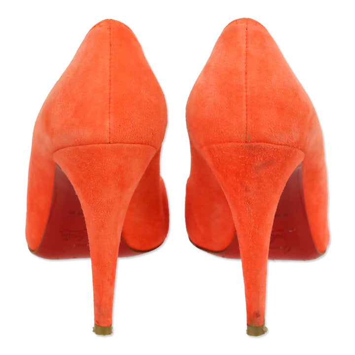 Christian Louboutin Papaya Orange Suede Simple Pumps
