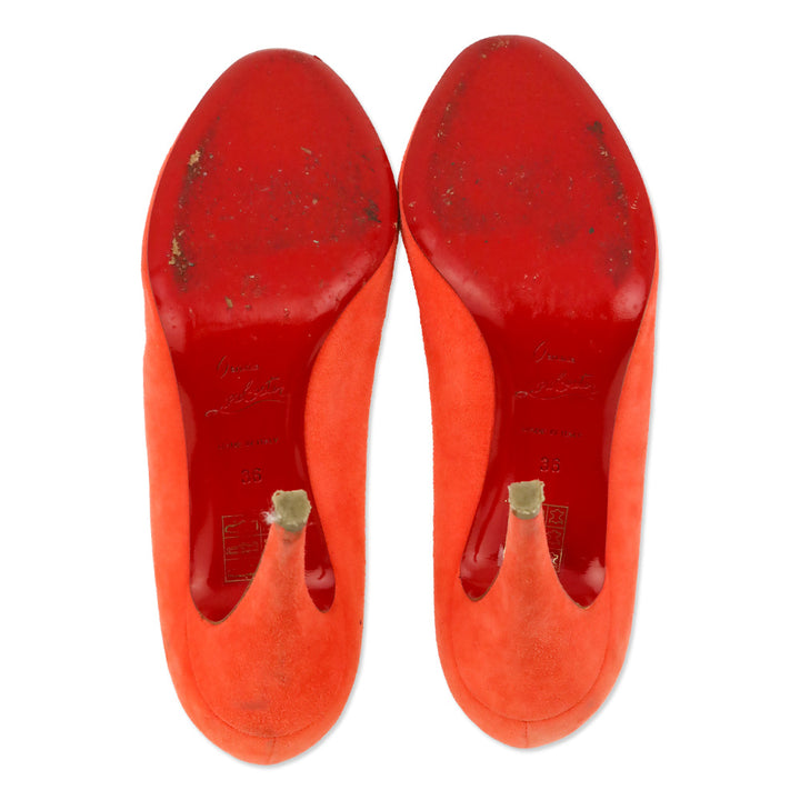 Christian Louboutin Papaya Orange Suede Simple Pumps
