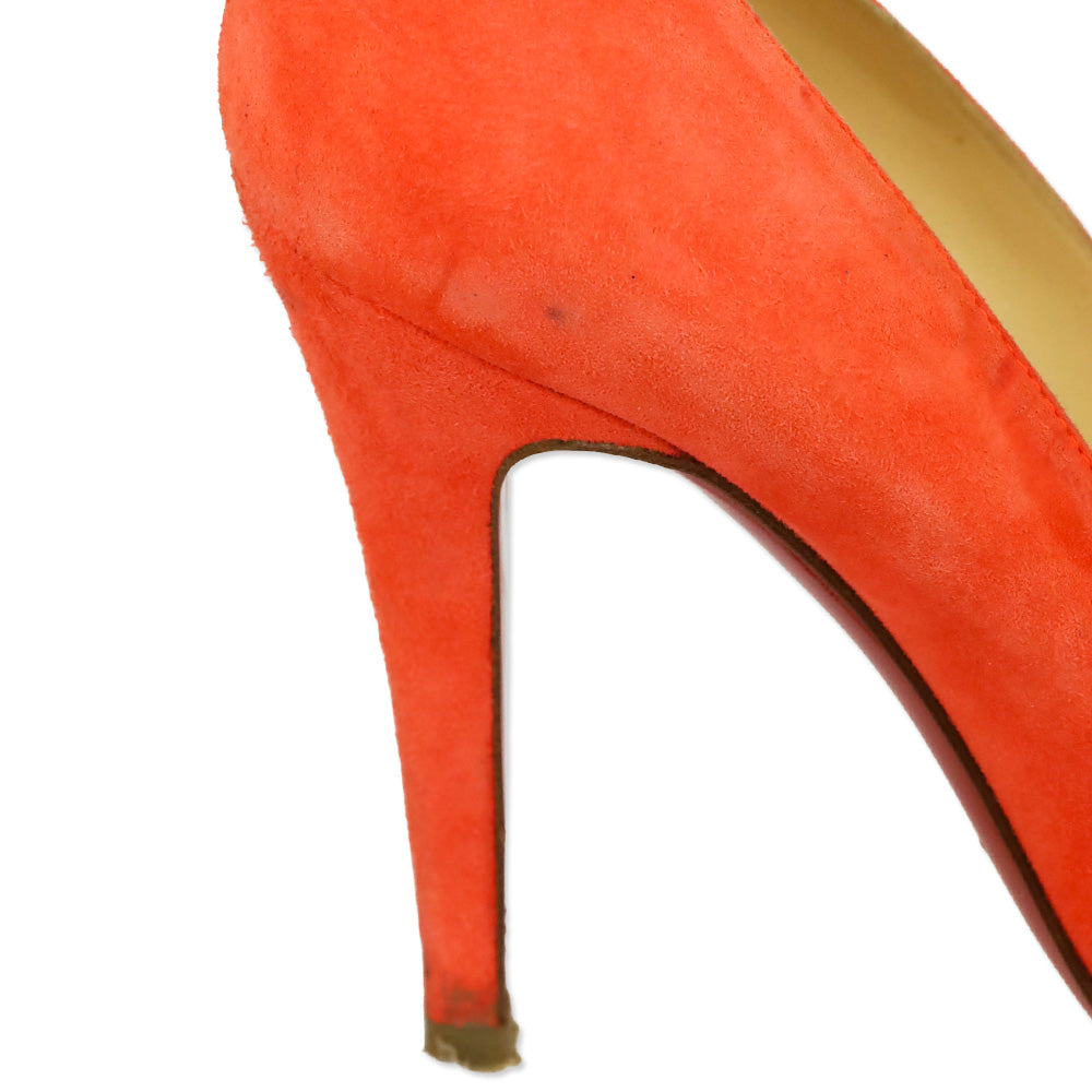 Christian Louboutin Papaya Orange Suede Simple Pumps
