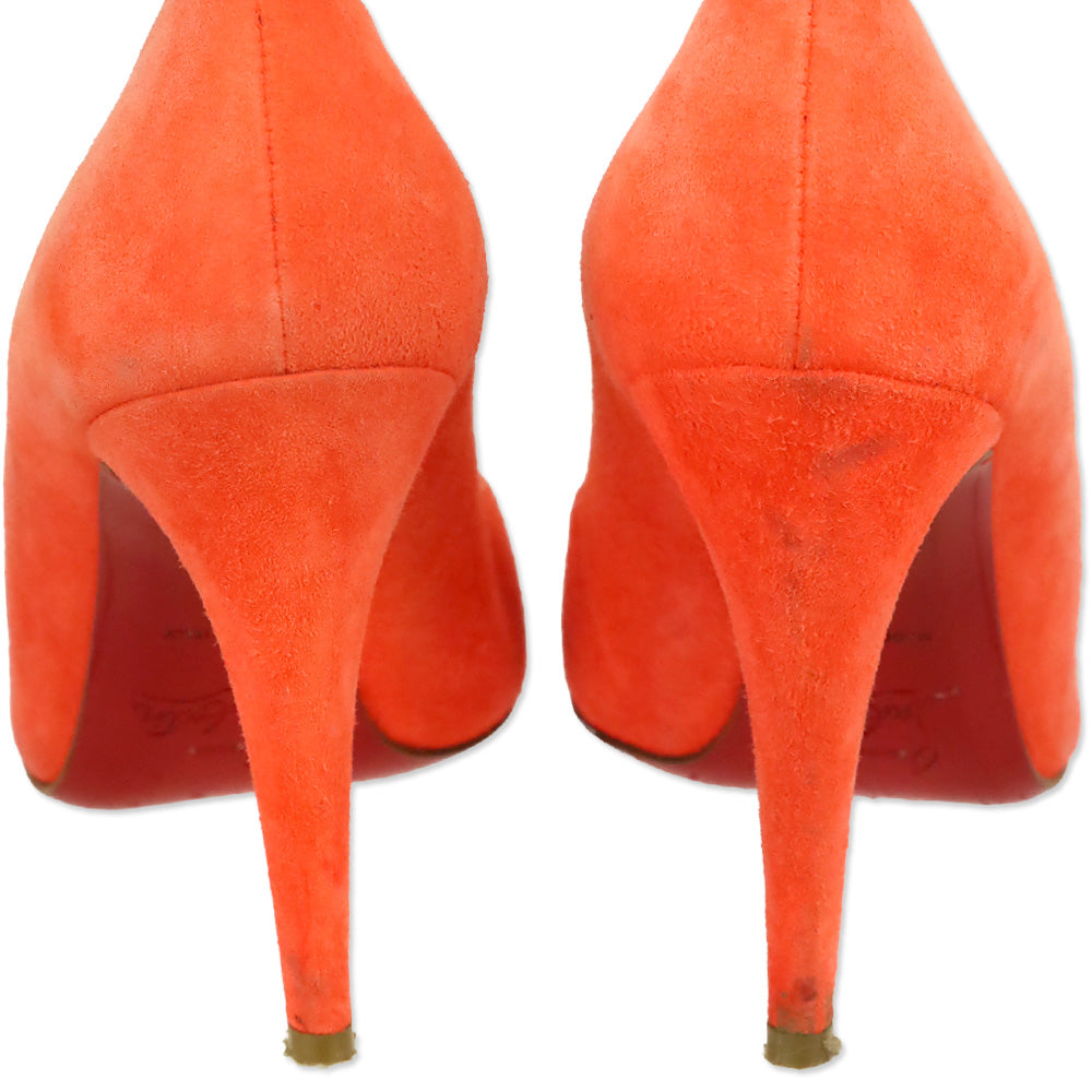Christian Louboutin Papaya Orange Suede Simple Pumps