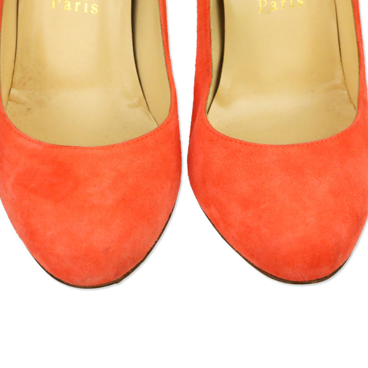 Christian Louboutin Papaya Orange Suede Simple Pumps