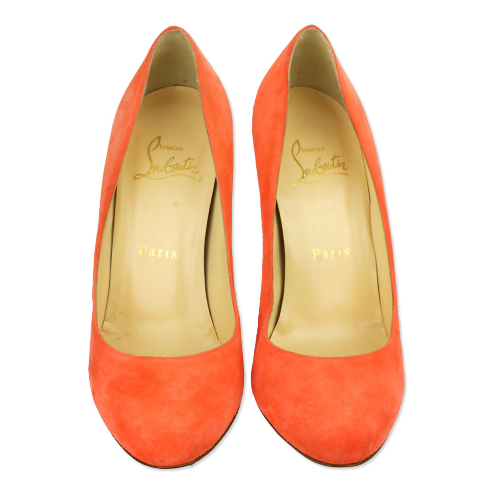 Christian Louboutin Papaya Orange Suede Simple Pumps