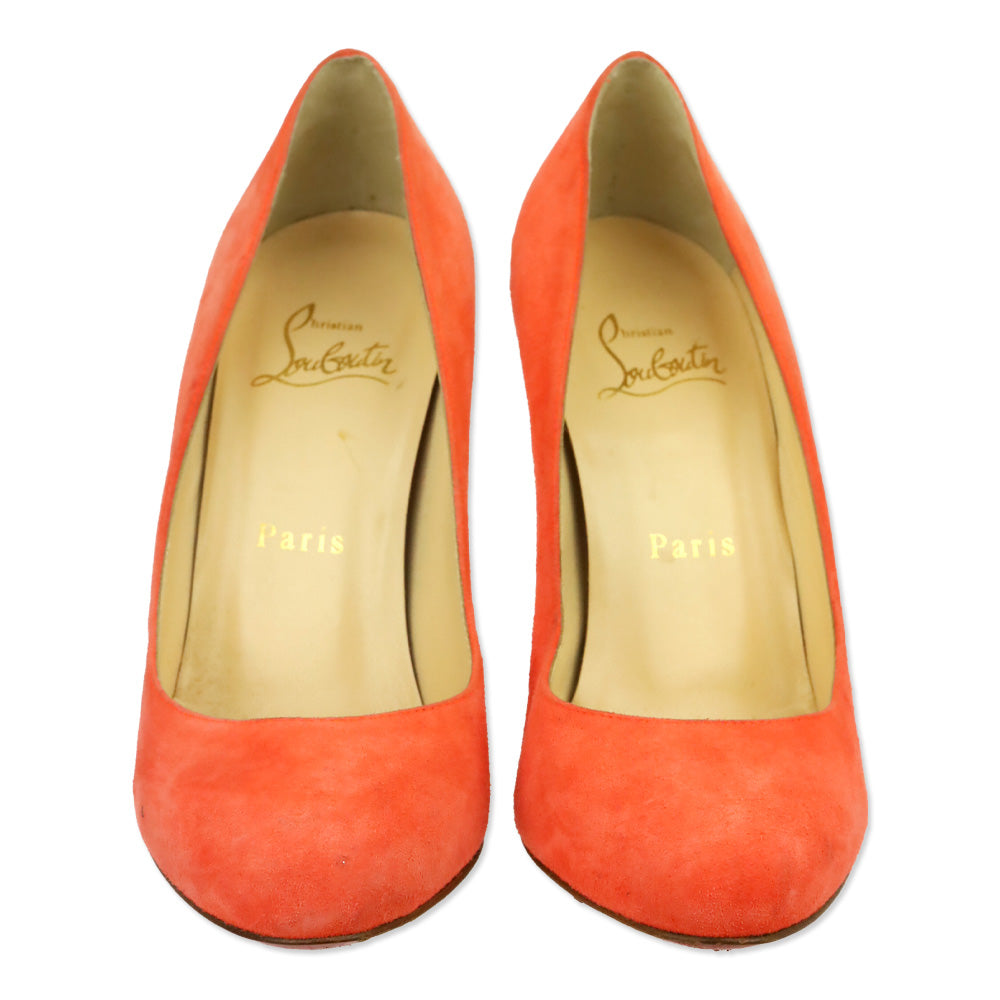 Christian Louboutin Papaya Orange Suede Simple Pumps
