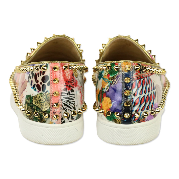 Christian Louboutin Patent Trash Gold Pik Boat Flat