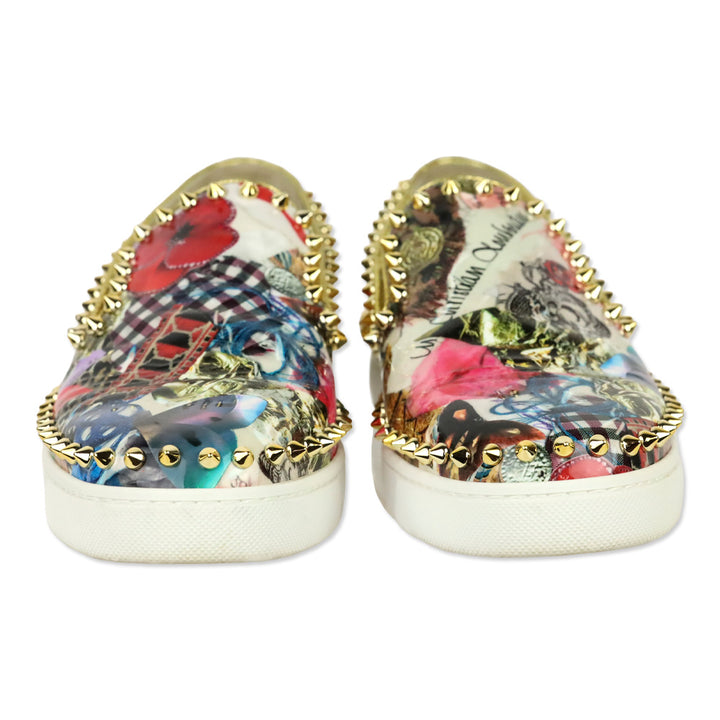 Christian Louboutin Patent Trash Gold Pik Boat Flat