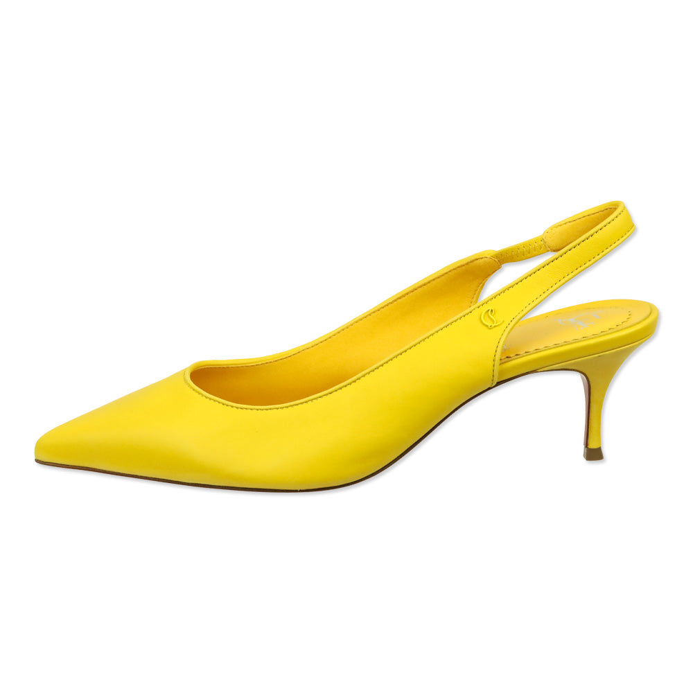 Christian Louboutin Pollen Yellow Nappa Leather Sporty Kate Sling 55 Pump