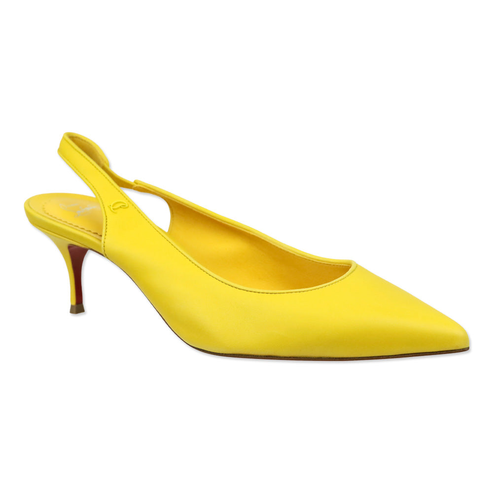 Christian Louboutin Pollen Yellow Nappa Leather Sporty Kate Sling 55 Pump