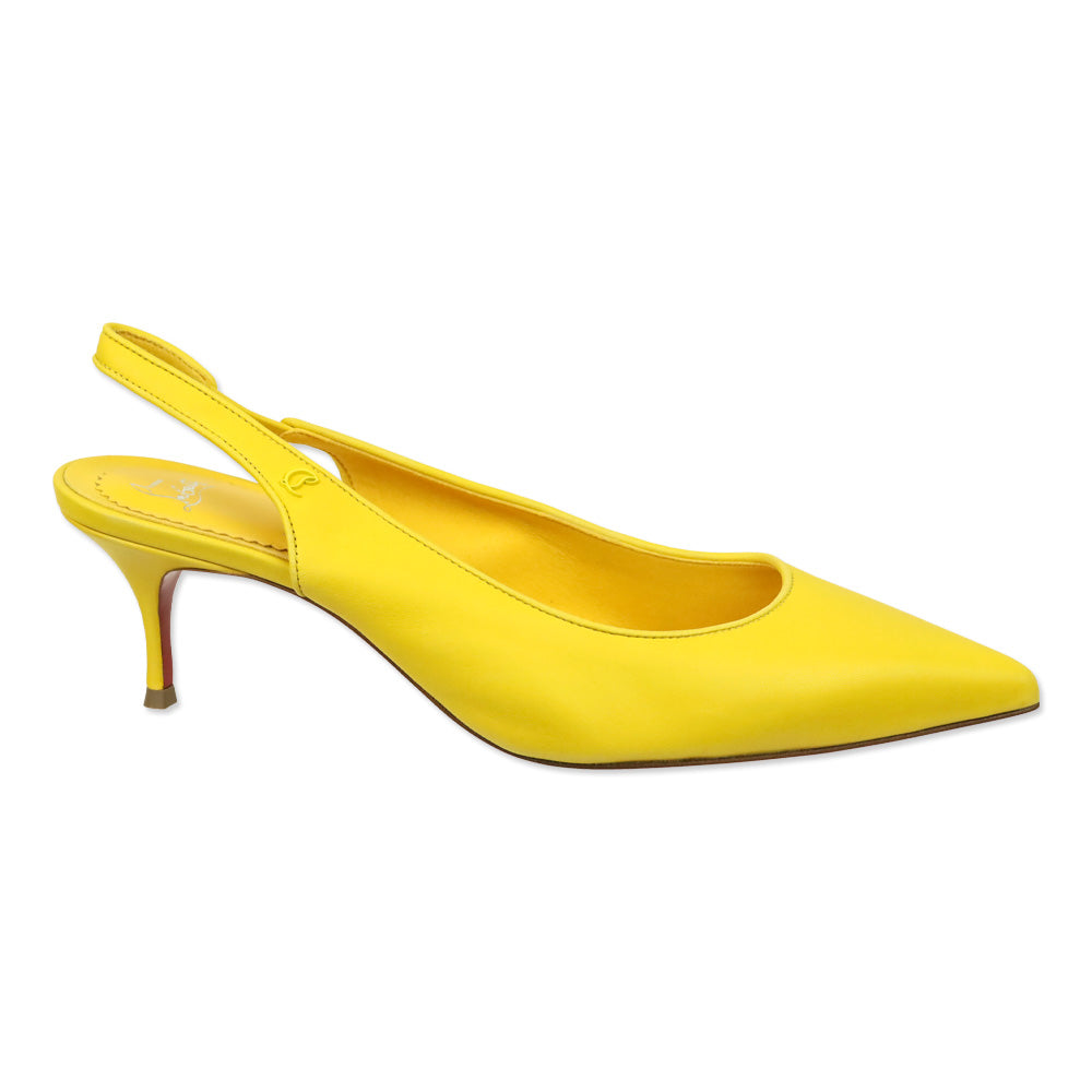 Christian Louboutin Pollen Yellow Nappa Leather Sporty Kate Sling 55 Pump
