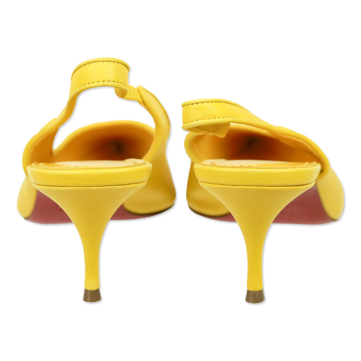 Christian Louboutin Pollen Yellow Nappa Leather Sporty Kate Sling 55 Pump