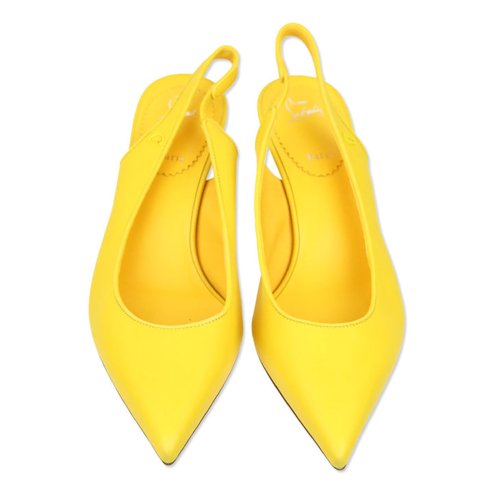 Christian Louboutin Pollen Yellow Nappa Leather Sporty Kate Sling 55 Pump