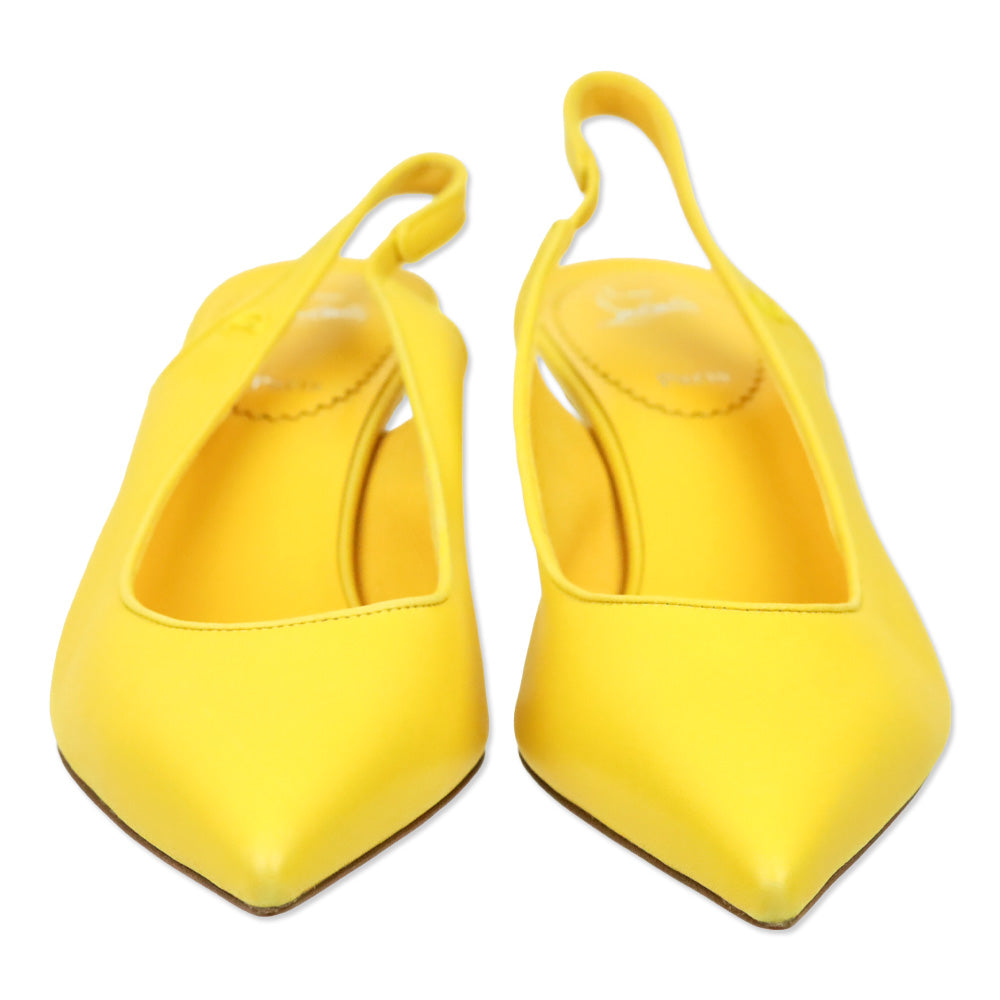 Christian Louboutin Pollen Yellow Nappa Leather Sporty Kate Sling 55 Pump