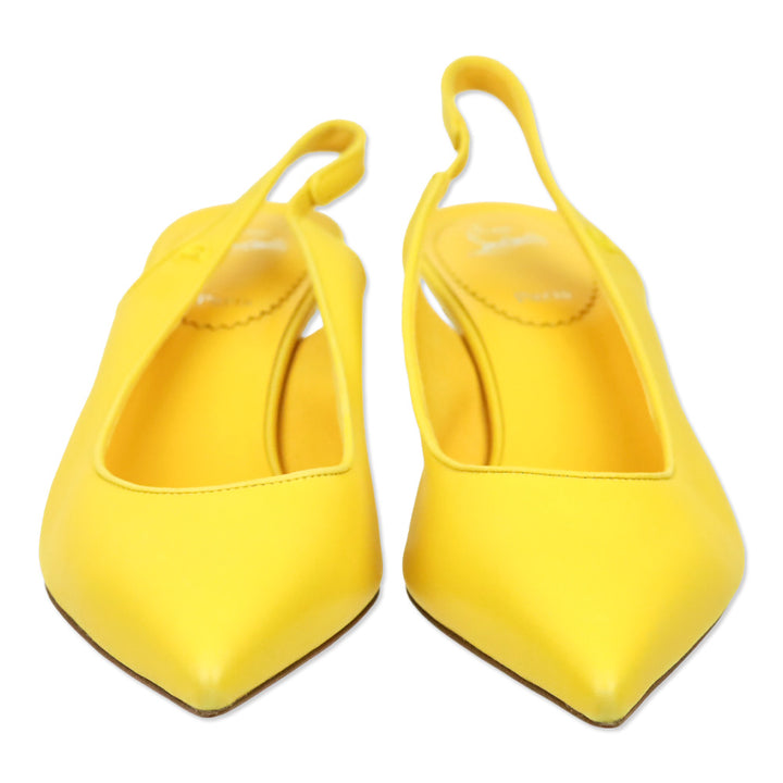 Christian Louboutin Pollen Yellow Nappa Leather Sporty Kate Sling 55 Pump
