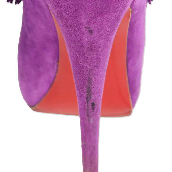 Christian Louboutin Purple Suede Forever Tina Fringe Boots