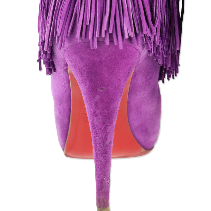 Christian Louboutin Purple Suede Forever Tina Fringe Boots