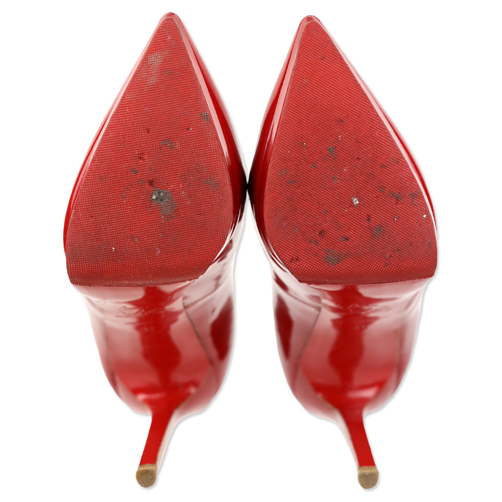 Christian Louboutin Red Patent Leather Pigalle Plato Pointed Toe Pumps