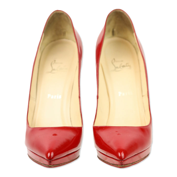 Christian Louboutin Red Patent Leather Pigalle Plato Pointed Toe Pumps