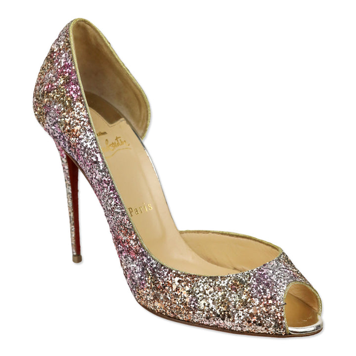 Christian Louboutin Rose Gold Glitter Demi You 100 Pumps