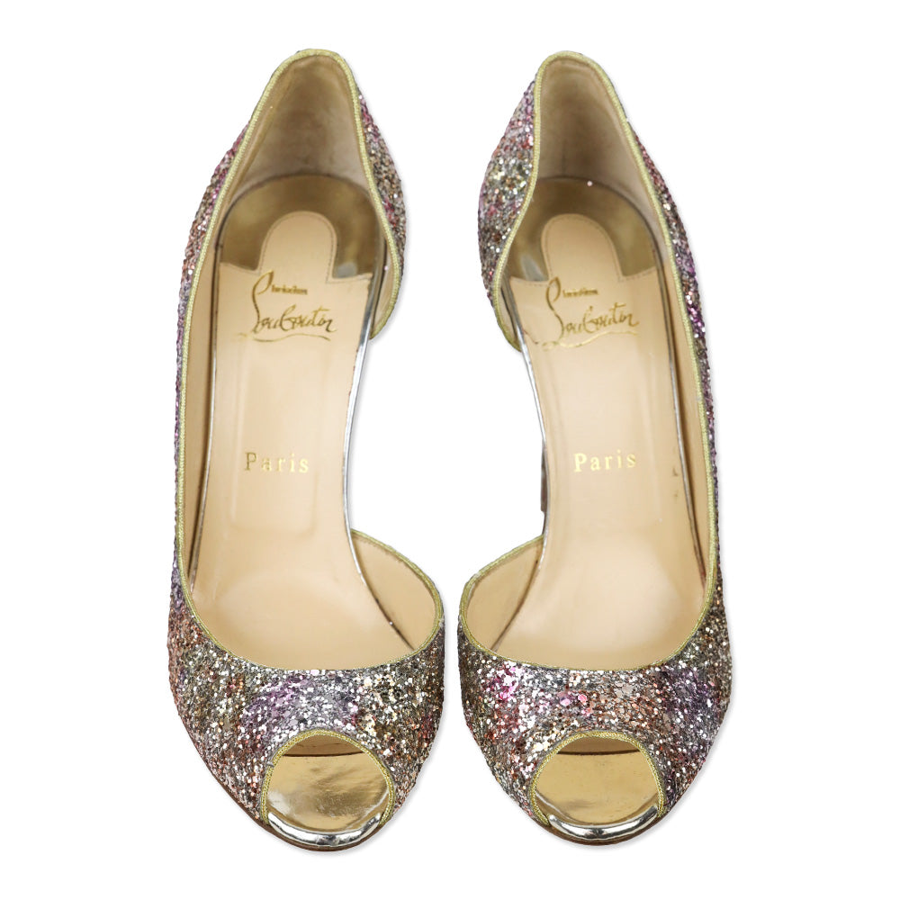Christian Louboutin Rose Gold Glitter Demi You 100 Pumps
