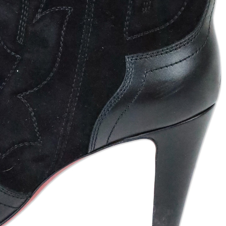 Christian Louboutin Santia Botta 85mm Black Suede/Leather Knee-High Boots