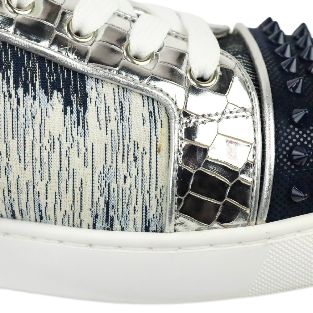 Christian Louboutin Version Blue Ivoire Louis Junior Spikes Orlato Low Top Sneakers