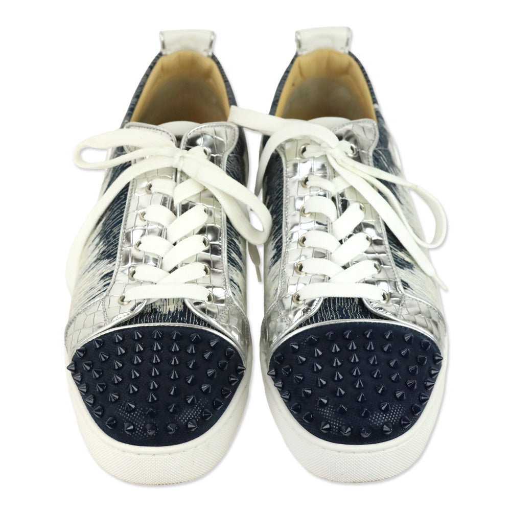 Christian Louboutin Version Blue Ivoire Louis Junior Spikes Orlato Low Top Sneakers