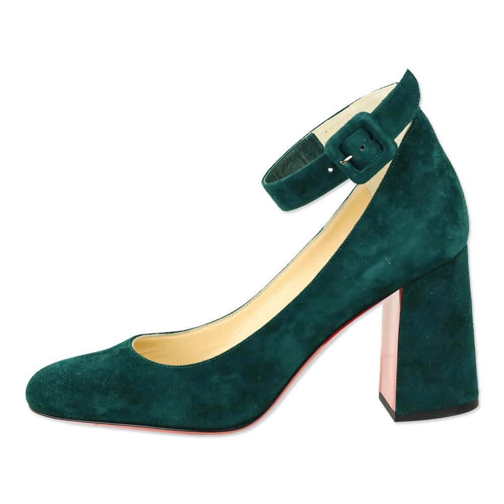 Christian Louboutin Vosges Suede Soval 90 Ankle Strap Pump