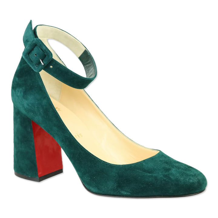 Christian Louboutin Vosges Suede Soval 90 Ankle Strap Pump