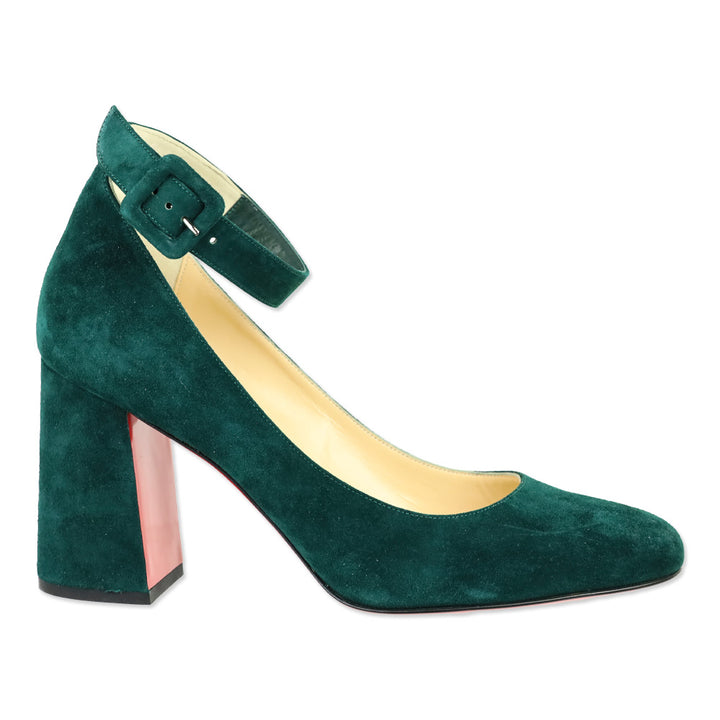 Christian Louboutin Vosges Suede Soval 90 Ankle Strap Pump