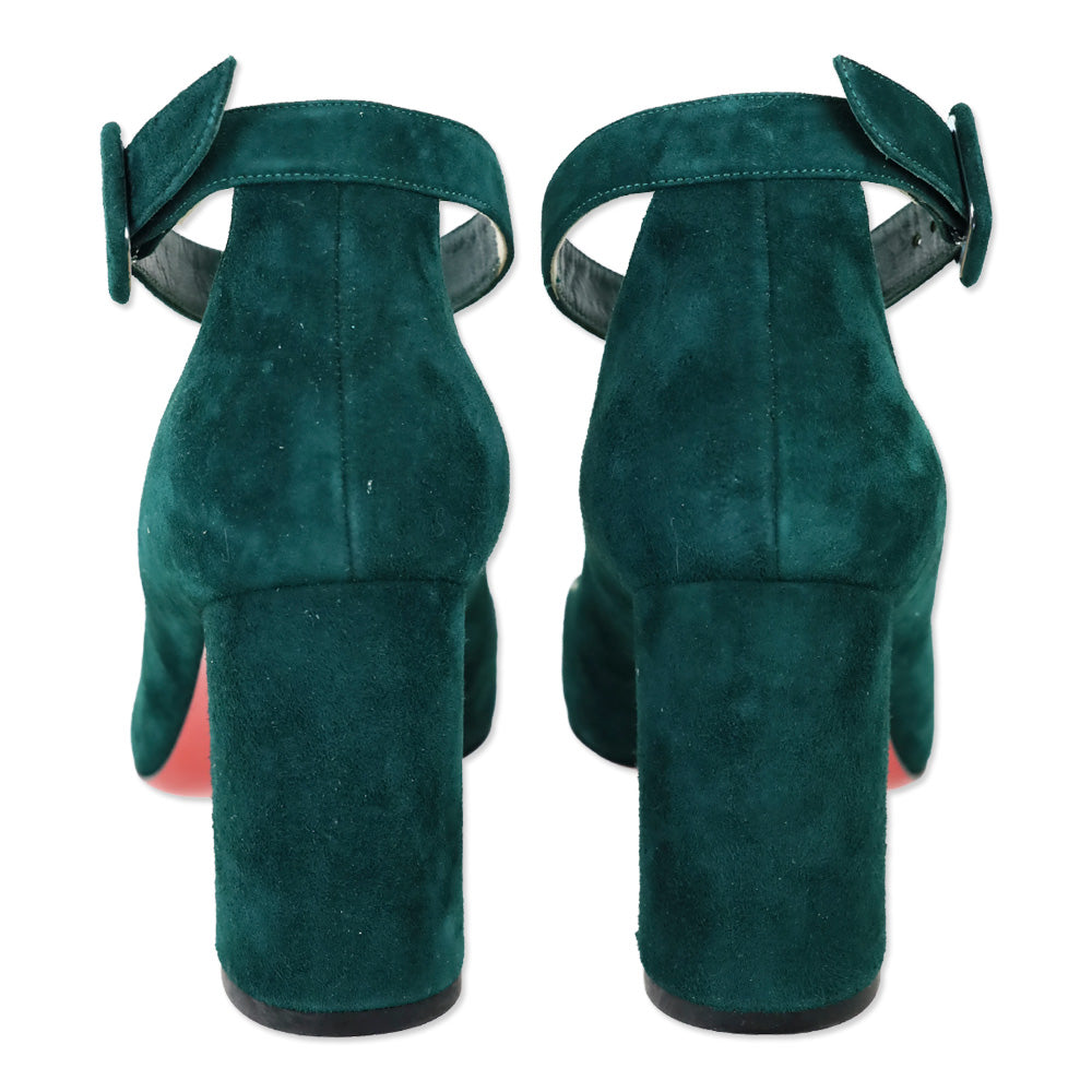 Christian Louboutin Vosges Suede Soval 90 Ankle Strap Pump