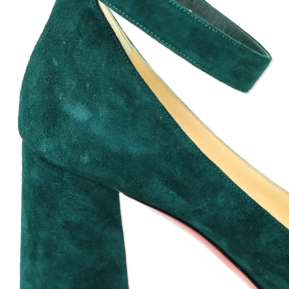 Christian Louboutin Vosges Suede Soval 90 Ankle Strap Pump