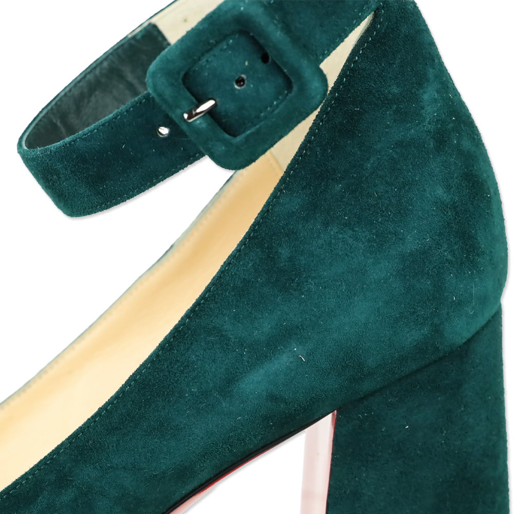 Christian Louboutin Vosges Suede Soval 90 Ankle Strap Pump