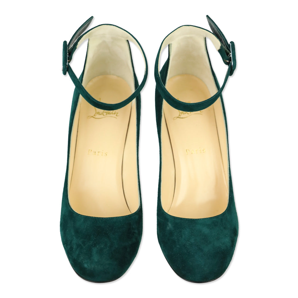 Christian Louboutin Vosges Suede Soval 90 Ankle Strap Pump