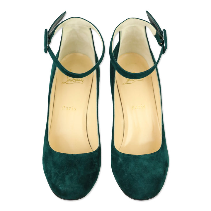 Christian Louboutin Vosges Suede Soval 90 Ankle Strap Pump