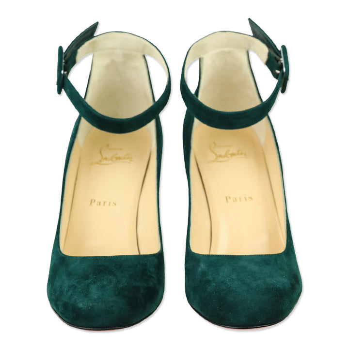 Christian Louboutin Vosges Suede Soval 90 Ankle Strap Pump