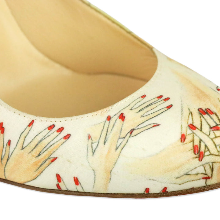 Christian Louboutin White Hand Print Satin Tissu Beauty FiFi 100 Pump