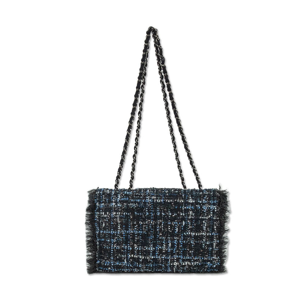 Christina Sabatini Blue and Black Tweed Shoulder Bag