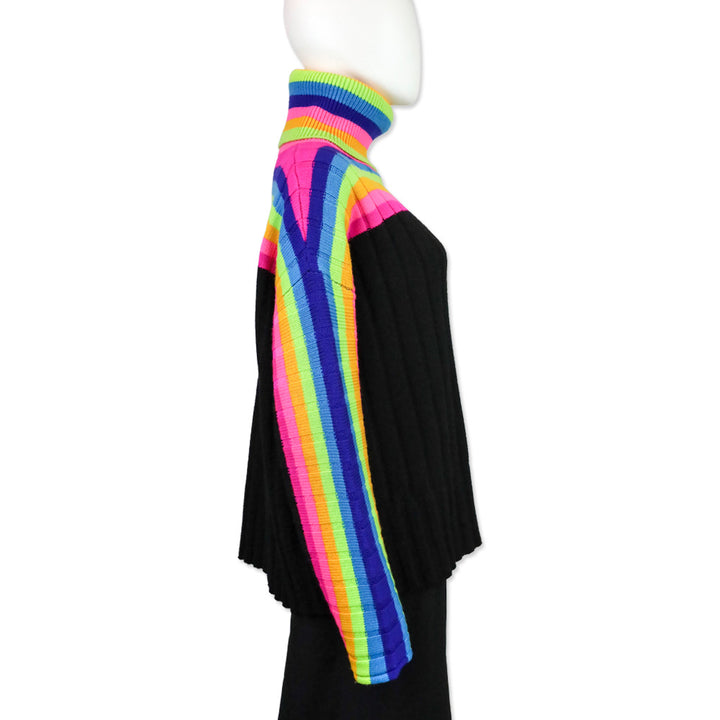 Christopher John Rogers Collection 010 Rainbow Striped Wool Turtleneck Sweater