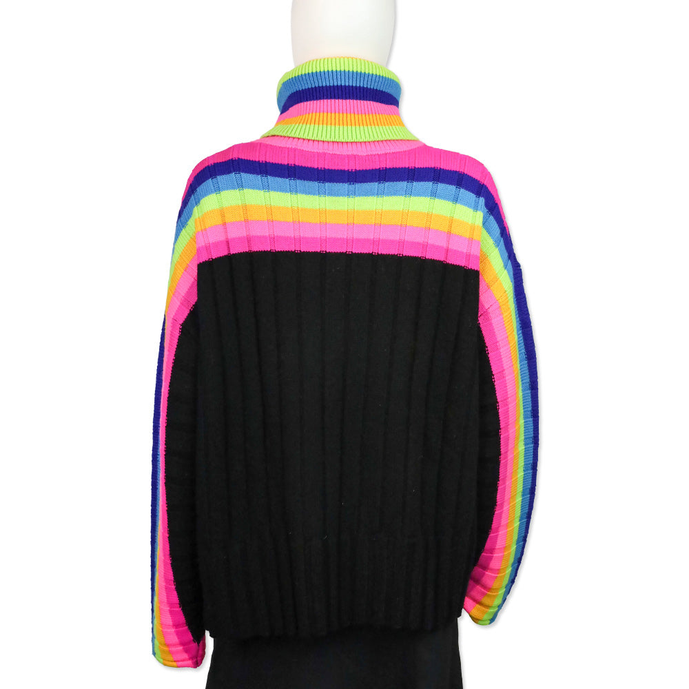 Christopher John Rogers Collection 010 Rainbow Striped Wool Turtleneck Sweater