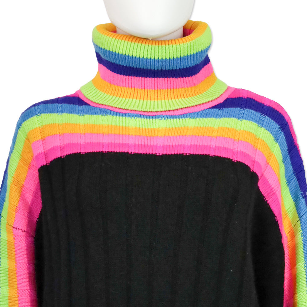 Christopher John Rogers Collection 010 Rainbow Striped Wool Turtleneck Sweater