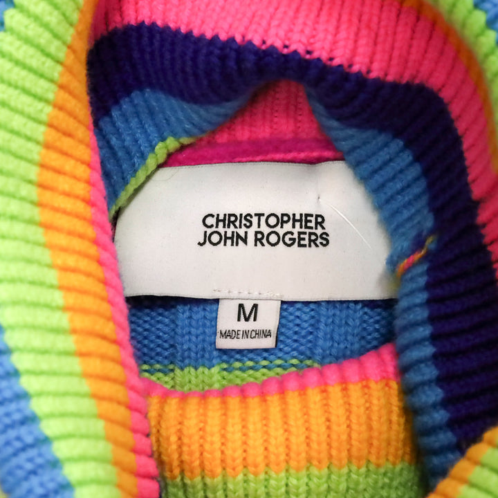 Christopher John Rogers Collection 010 Rainbow Striped Wool Turtleneck Sweater