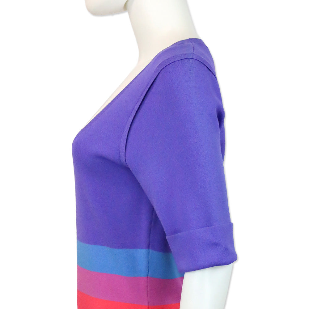 Christopher John Rogers Purple Striped Jersey Maxi Dress