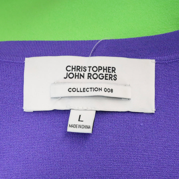 Christopher John Rogers Purple Striped Jersey Maxi Dress
