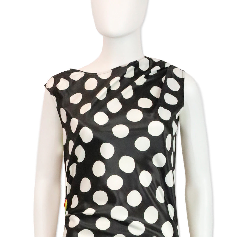 Christopher John Rogers Rainbow Striped Polka Dot Satin Maxi Dress