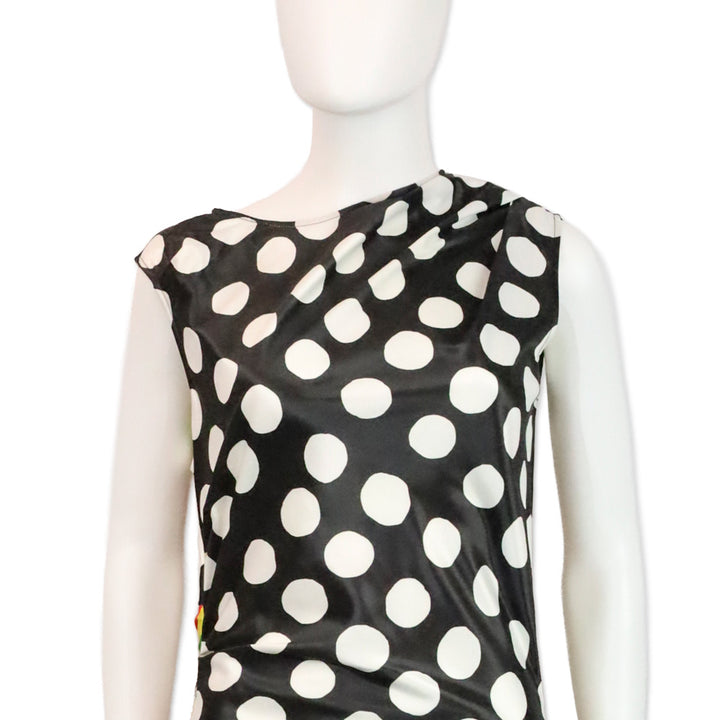 Christopher John Rogers Rainbow Striped Polka Dot Satin Maxi Dress