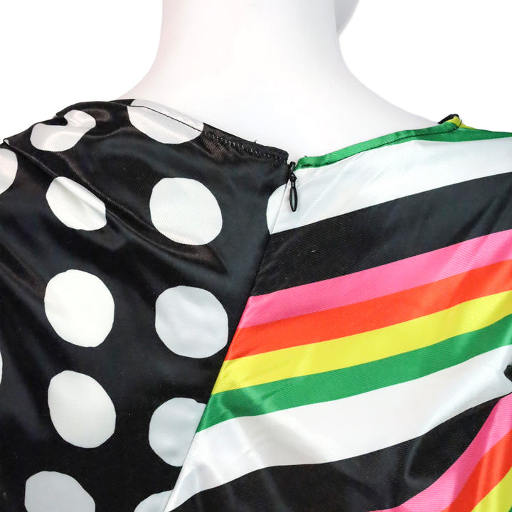 Christopher John Rogers Rainbow Striped Polka Dot Satin Maxi Dress