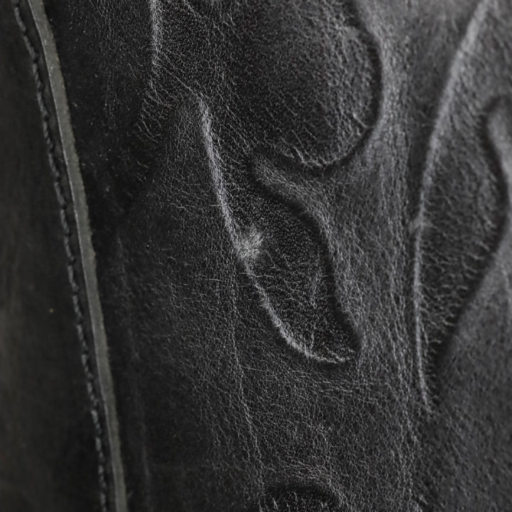 Christopher Kon Black Embossed Leather Tote with Red Stone Tassel