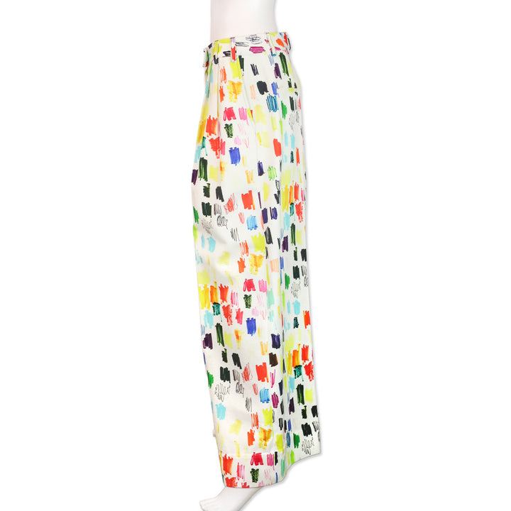 Christopher John Rogers Marker Test Pleated Printed Cotton-twill Wide-leg Pants